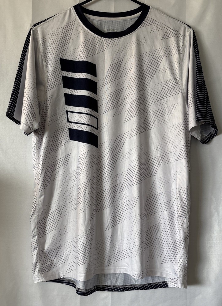 Liberty Pro Men's Blue White Short Sleeve Quick Dry Activewear Top: Small EUC
