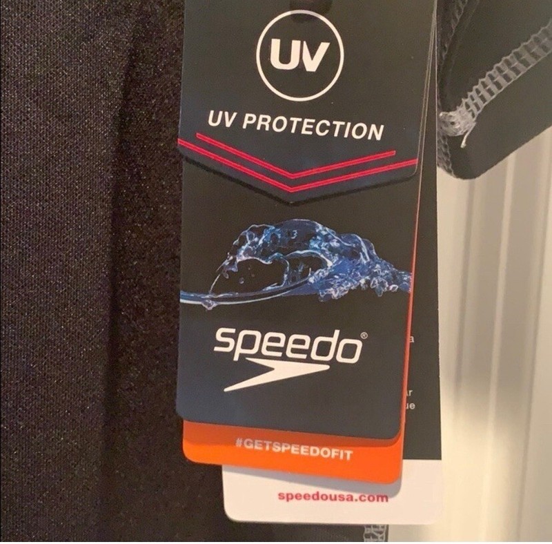 SPEEDO Athletic Shirt UV Protection Black Size Large NWT gallery