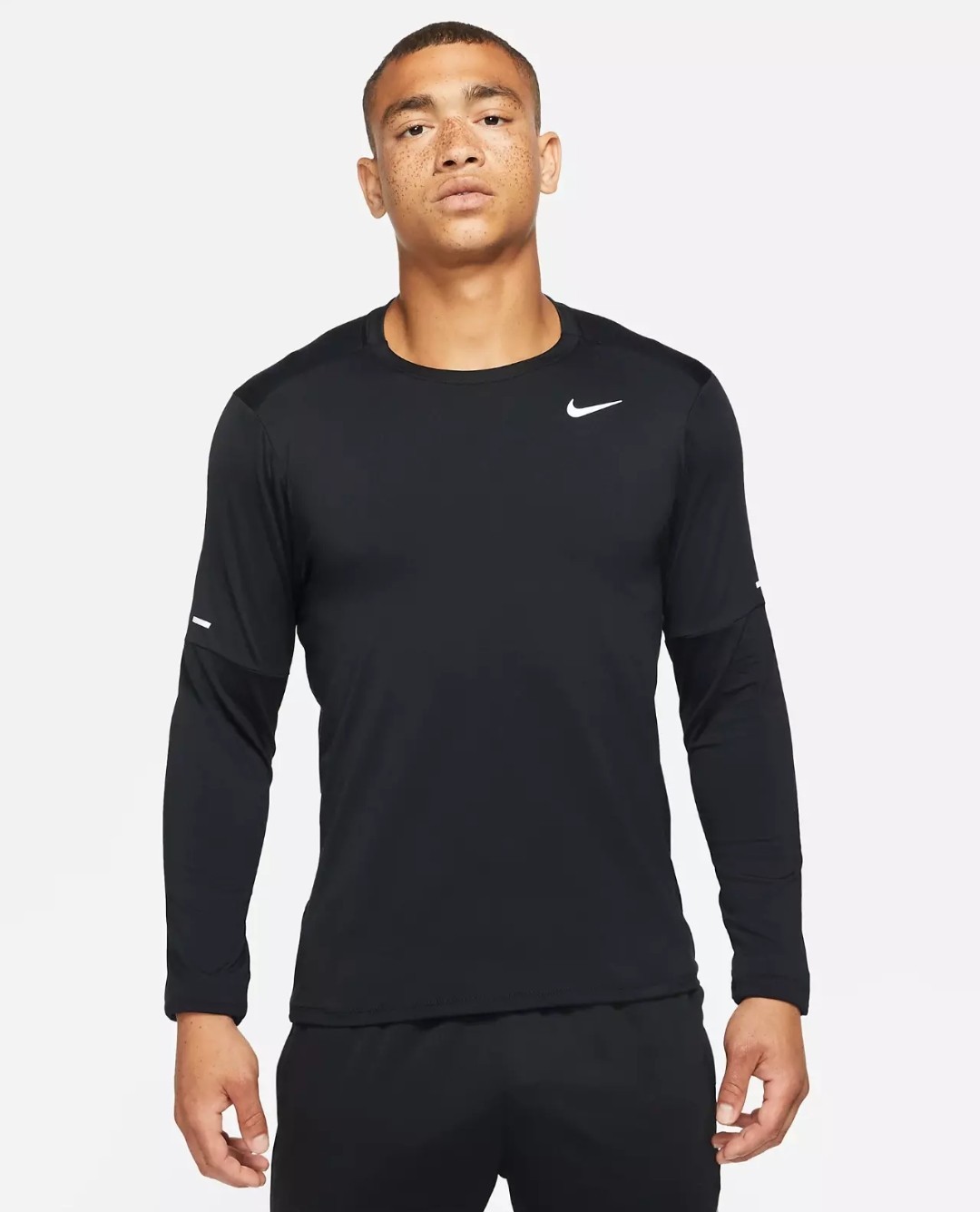 Nike Men's Element Dri-FIT Running Long Sleeve Crewneck Top UPF 40 T-Shirt Black gallery
