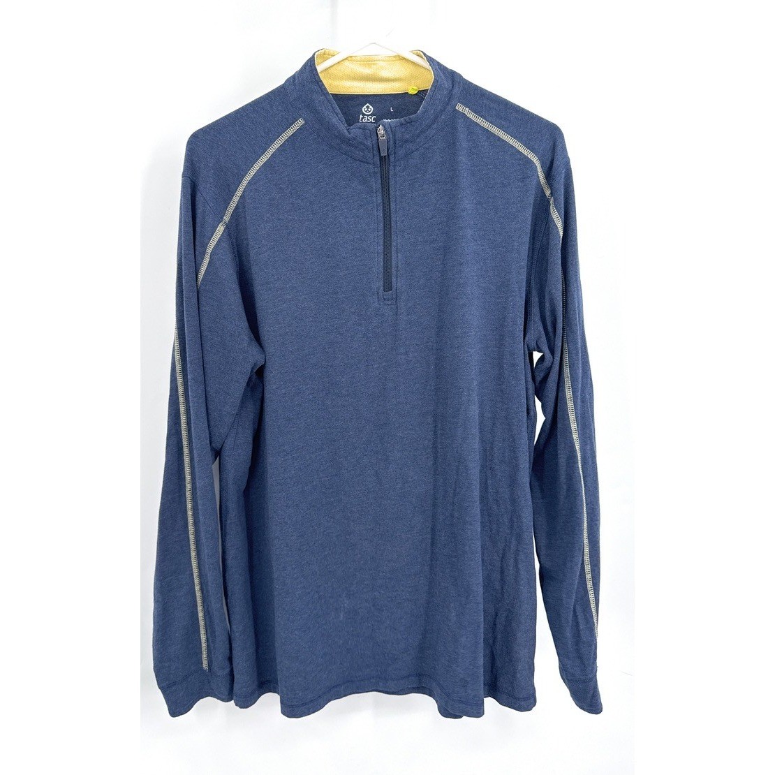 Tasc Performance Mens Large Blue Bamboo Organic Cotton Quarter Zip Pullover L gallery