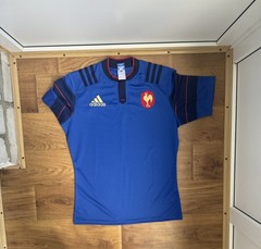 France FFR Rugby World Cup 2015 Home Adidas Rugby Polo Jersey Mens Size Large
