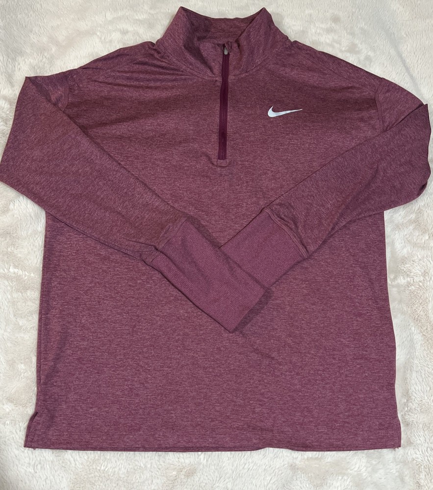 Nike Men’s Dri-FIT Element Running 1/2 Zip Pullover Striped Top Plum Medium M