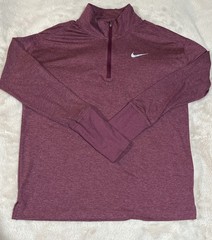 Nike Men’s Dri-FIT Element Running 1/2 Zip Pullover Striped Top Plum Medium M