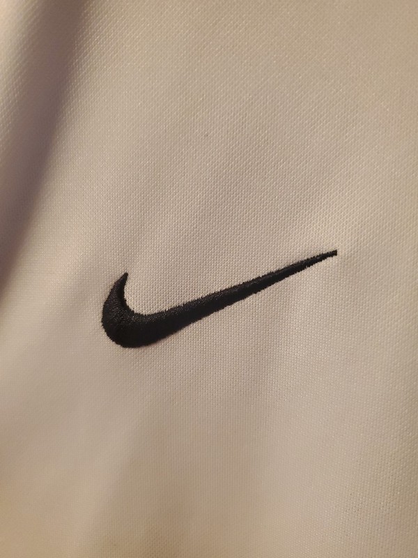 Nike Men's White With Black Embroidered Swoosh Dri-Fit Size Medium Shirt gallery