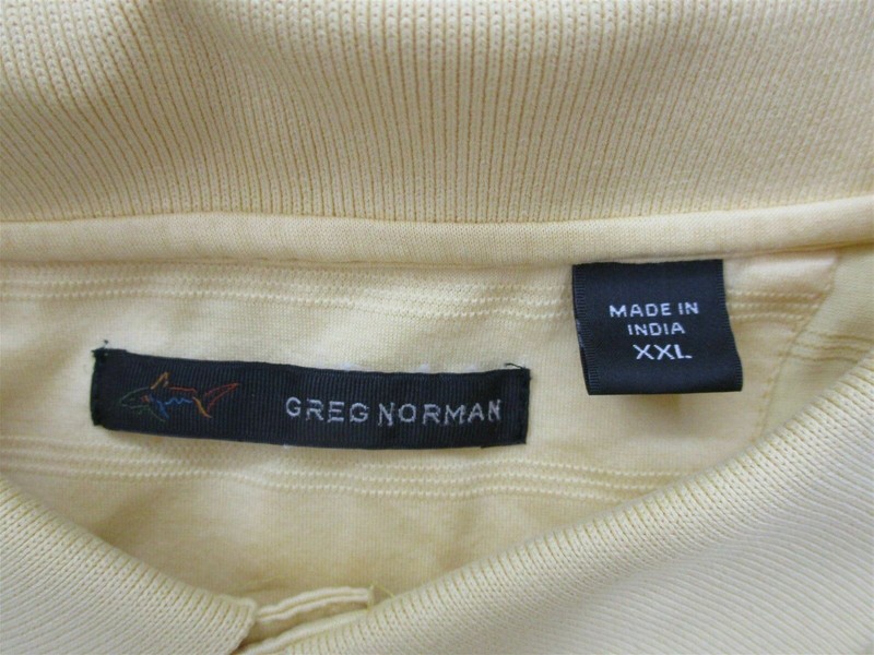 GREG NORMAN Men's Size 2XL Dos Lagos Striped Light Yellow Golf Polo Shirt gallery