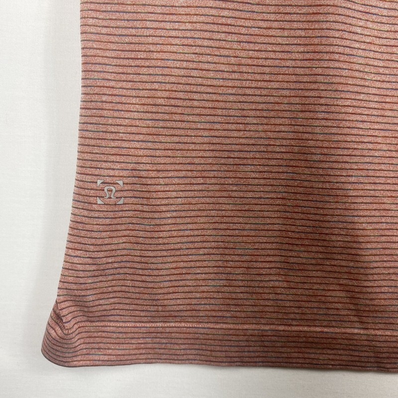 Lululemon Mens 5 Year Basic Tee Shirt Short Sleeve Micro Stripe Orange Sz Large gallery