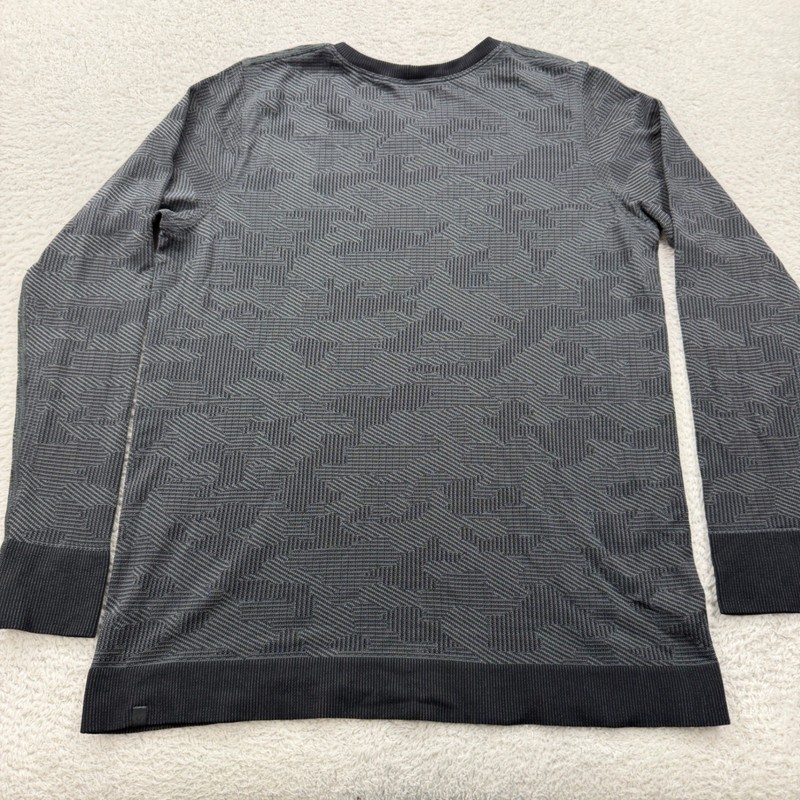 Lululemon Mens Long Sleeve Geometric Print Athletic Crew Neck Top Camo Black M gallery
