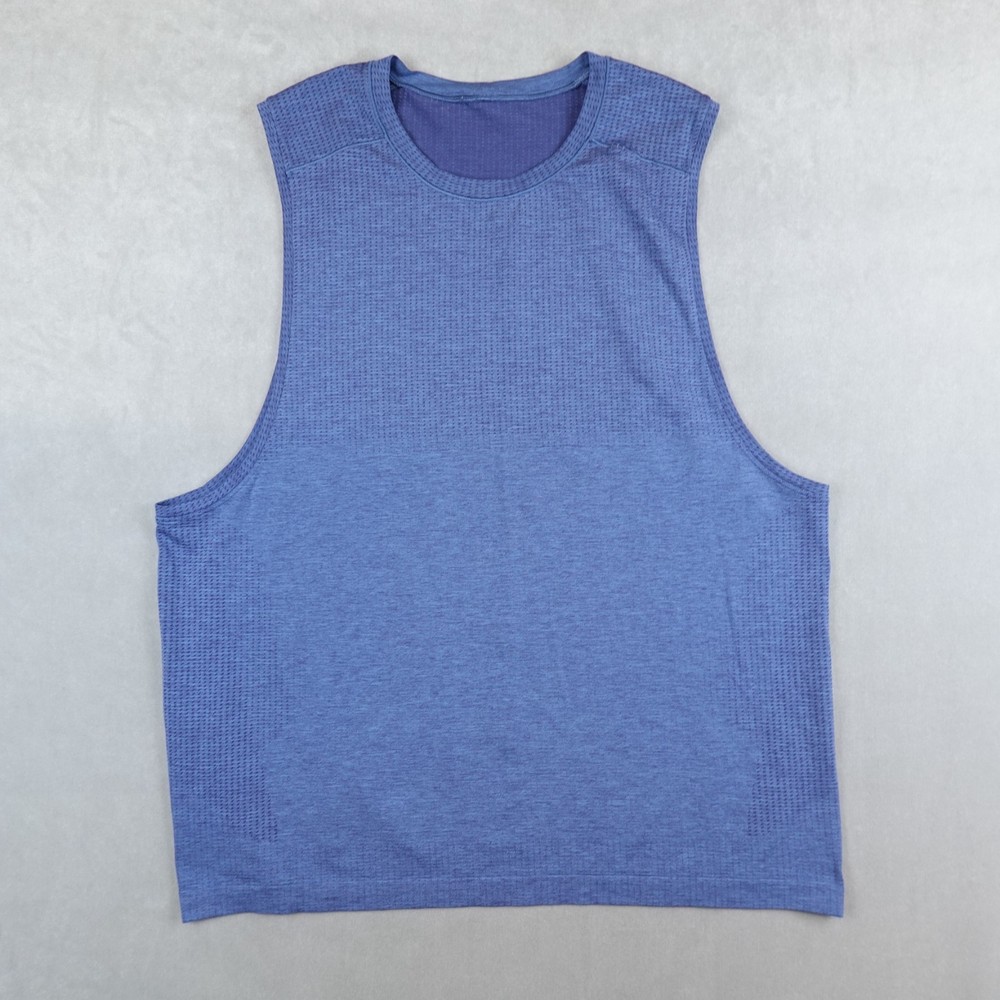 Lululemon Tank Top Men XXL Blue Sleeveless Metal Vent Tech Running Training