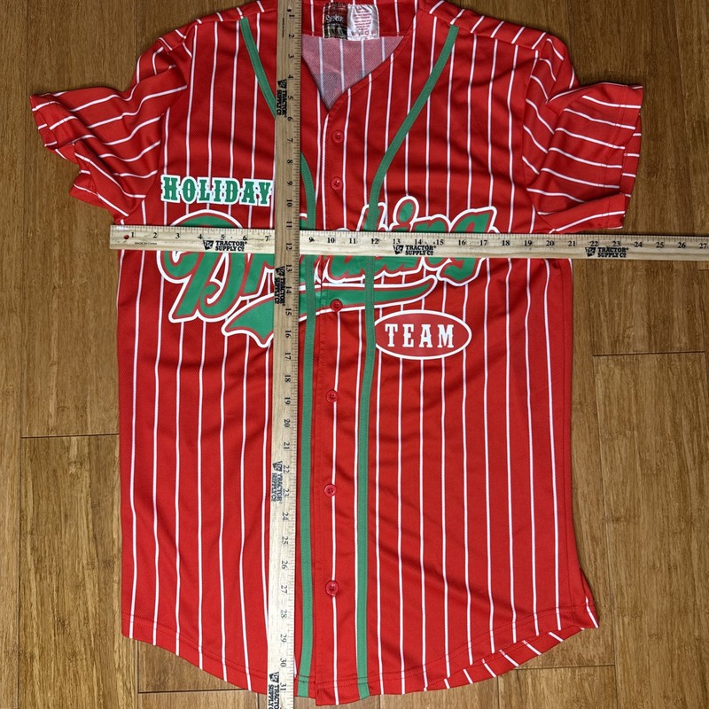 Spencers Workshop Baseball Jersey Red Holiday Drinking Team Christmas Mens Med gallery
