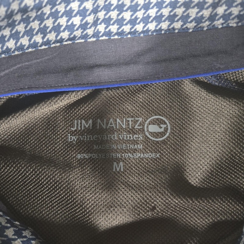 Vineyard Vines Jim Nantz Pullover Mens Medium Blue Houndstooth 1/4 Zip gallery