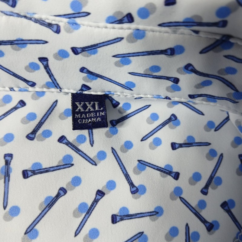 F/X Fusion Mens 2XL S/S Golf apparel featuring a pattern of blue golf tees gallery