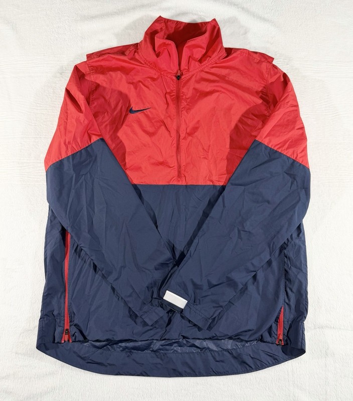 Nike Men’s Red/Blue Colorblock ‘Starting 5’ 1/2 Zip Lightweight Pullover, L gallery
