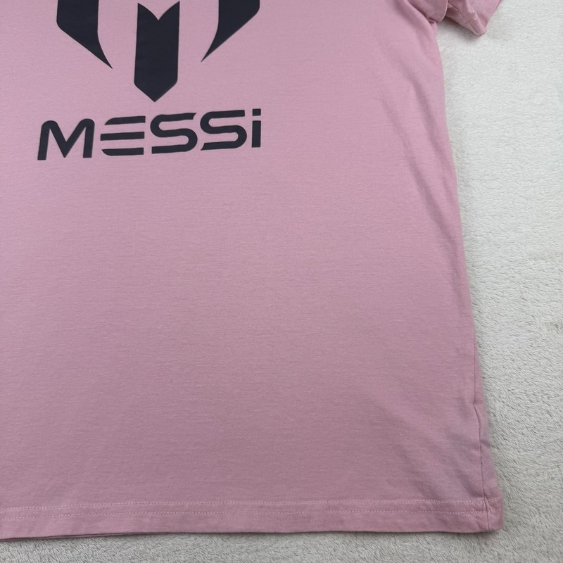 MESSI Collection Logo Graphic Short Sleeve Tee Candy Pink Size L Soccer NWOT gallery