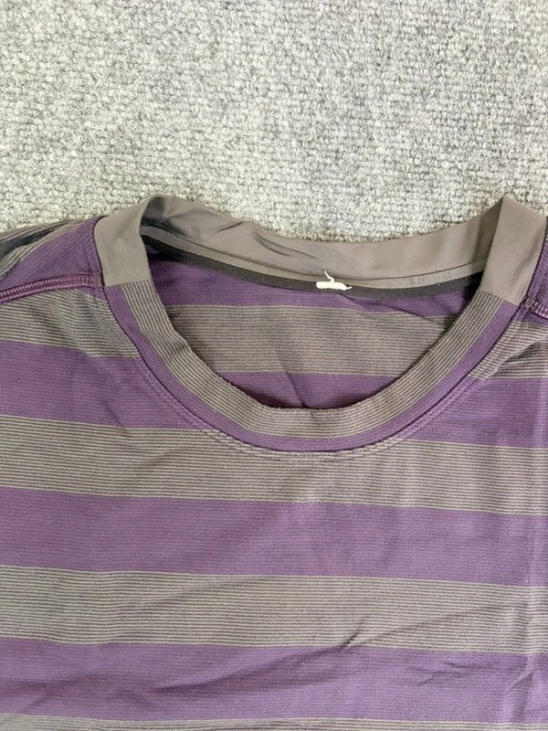 Gray Purple Striped Lululemon Long Sleeve Shirt Men's Thumbholes Size Large gallery