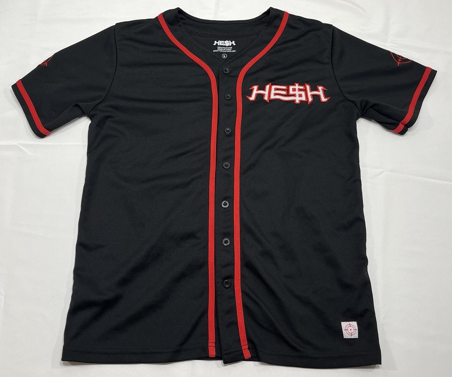 HE$H Burner Posse Baseball Jersey Hesh Rap Hip Hop Black Adult Mens Large HESH gallery