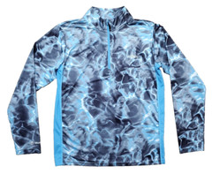 Habit Trail Men’s 1/4 Zip Performance Layer Shirt Size Medium Blue Waves