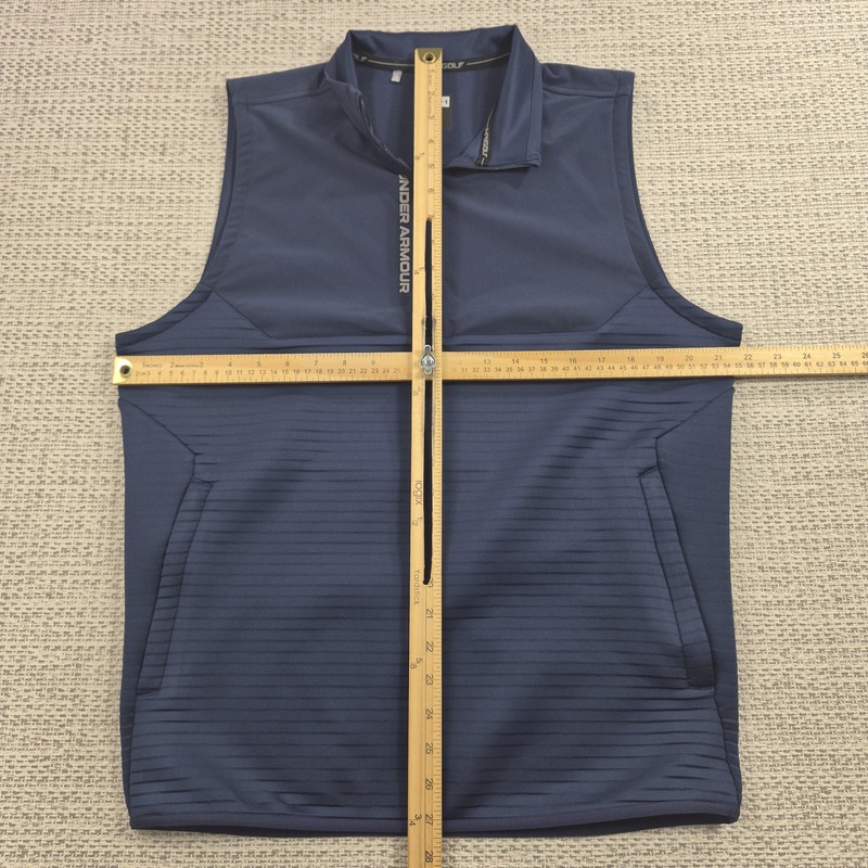 Under Armour Golf Vest Performance Pullover Mens Medium Blue 1/4 Zip Sleeveless gallery