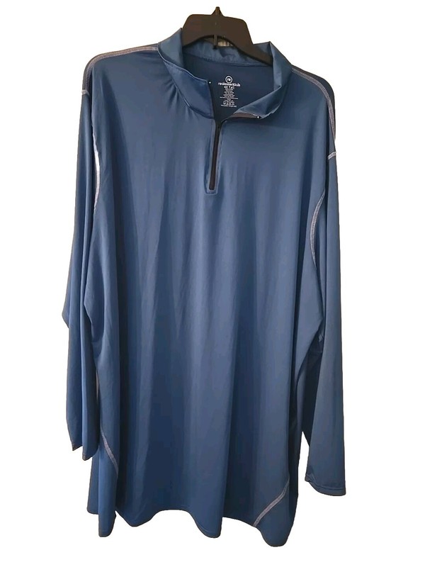 Sz 4XL Pullover shirt, Men's Top, Teal 1/4 Zip Stretch Knit Shirt New gallery