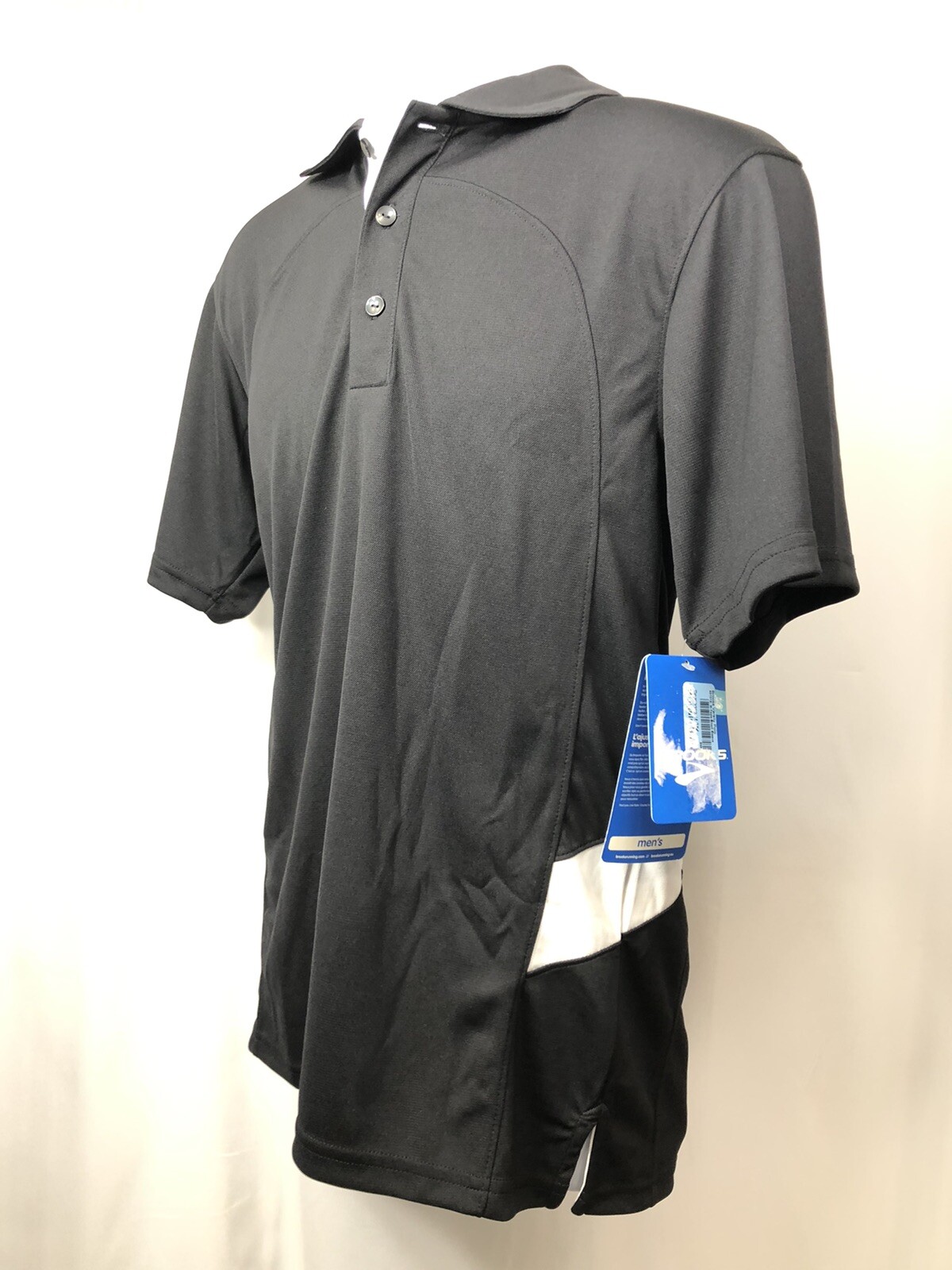 Brooks Running Short Sleeve Black & White Polo Fitness Golf Size Small NWT gallery