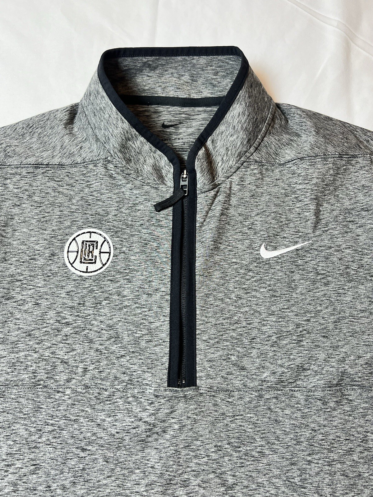 Nike LA Clippers Coaches Zip Pullover Athletic L/S Top Gray Men's Large gallery