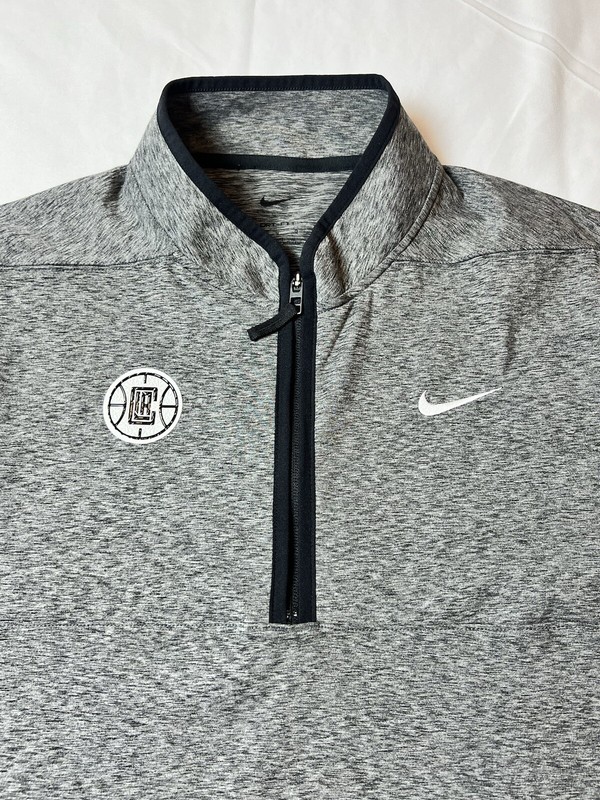 Nike LA Clippers Coaches Zip Pullover Athletic L/S Top Gray Men's Large gallery