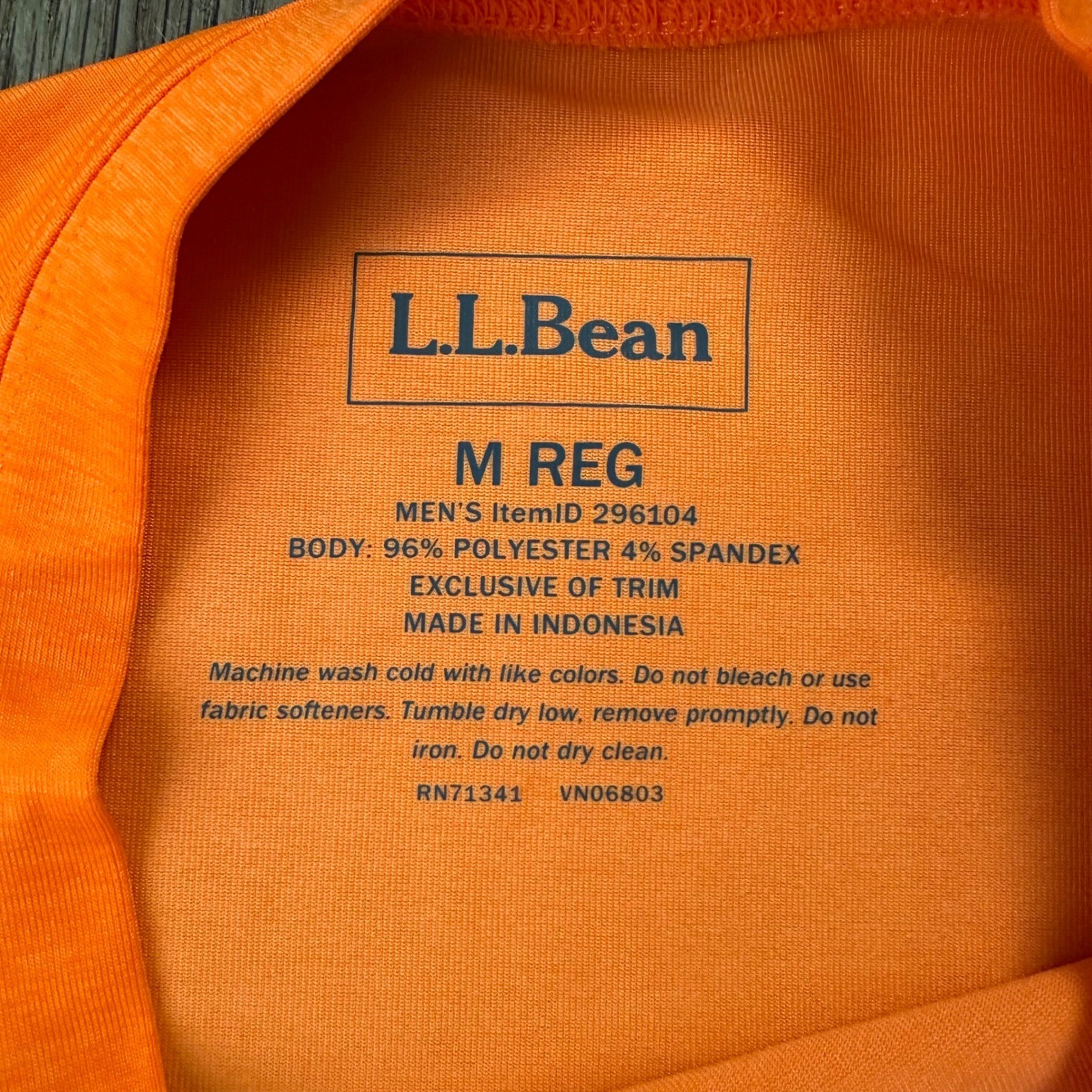 LL Bean Mens M Gorpcore Performance Long Sleeve Crew Neck Shirt Orange Gray gallery