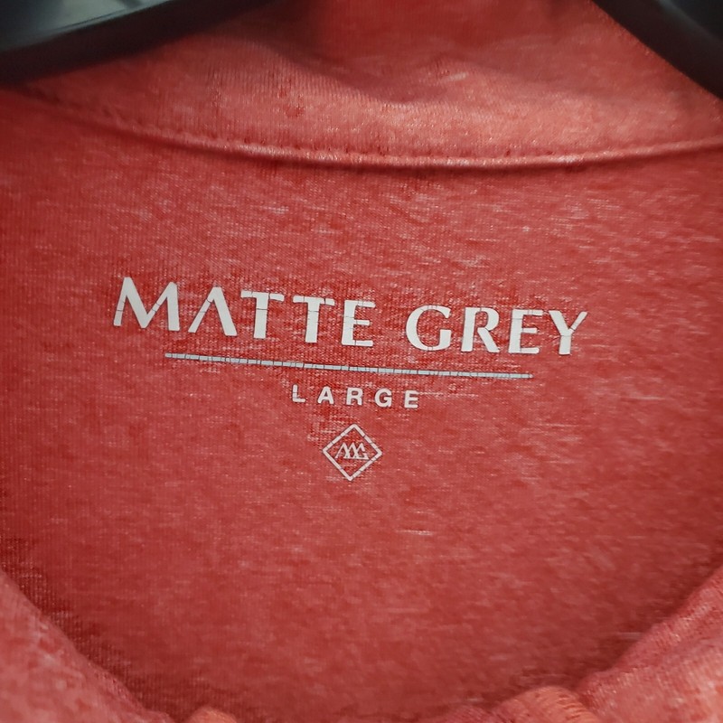 Matte Grey Shirt Men Large Salmon Pink Golf 1/4 Zip Long Sleeve Pullover gallery