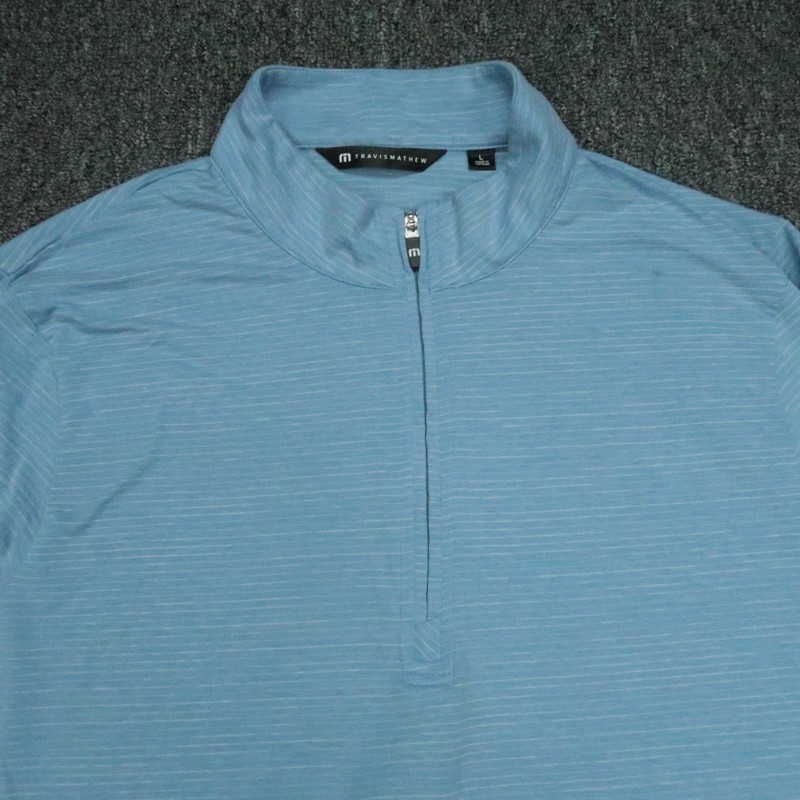 Travis Mathew Pullover Men Large Blue The Heater Performance Quarter Zip Stretch gallery