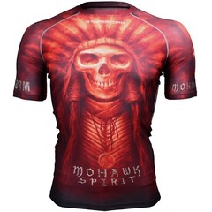 FX-302R MOHAWK SPIRIT -Red Short Sleeve Compression Base layer MMA Rash guard