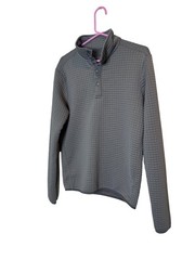 Rhone Pullover Mens Small Gray Waffle Knit Snap Mock Neck Long Sleeve Athletic