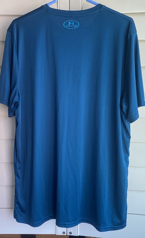 Under Armour T-Shirt Mens 2XL UA Logo Tee Loose Fit Teal Blue HeatGear Athletic gallery