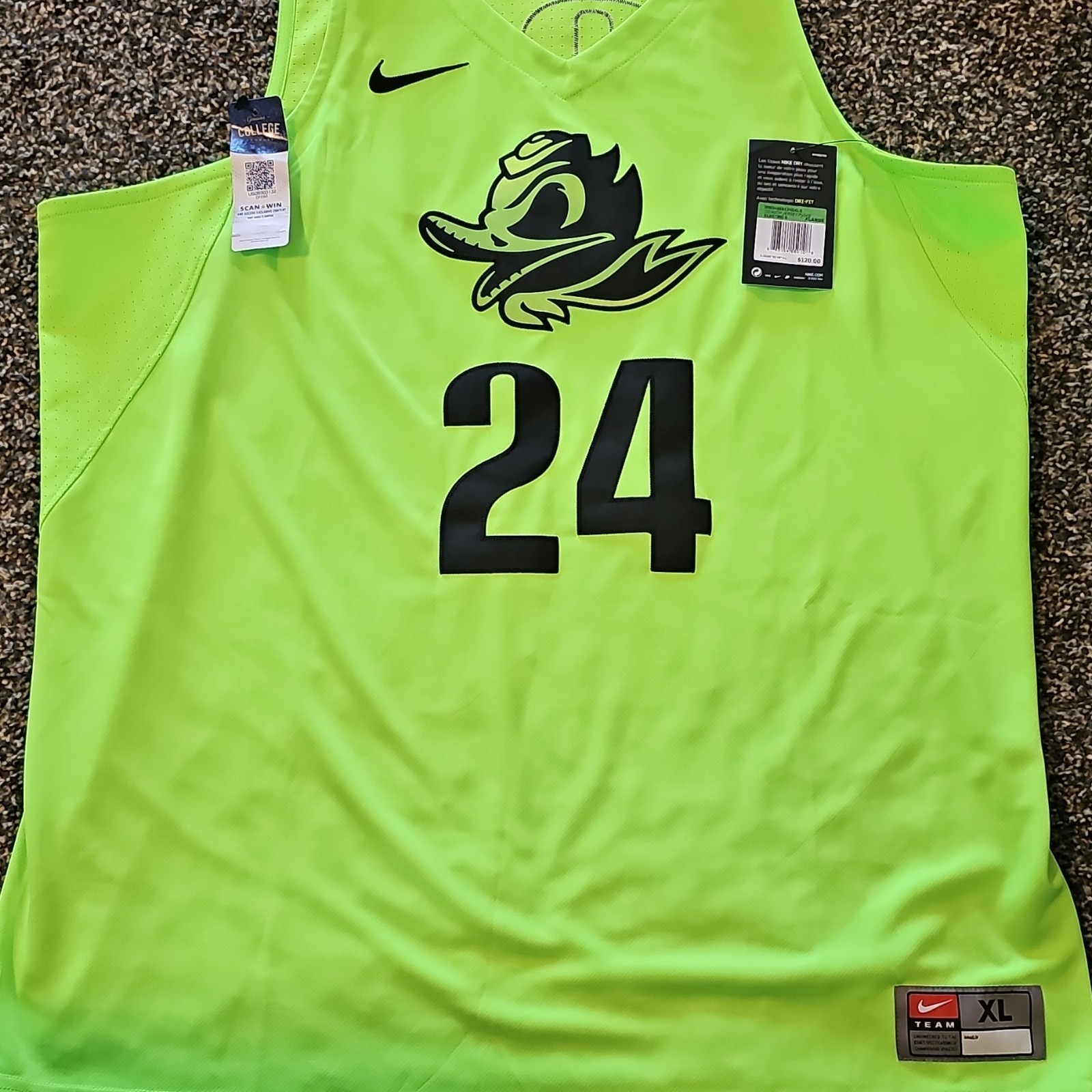 Nike Oregon Ducks Basketball Jersey Combat Duck Electric Green 24 Size Xl New gallery