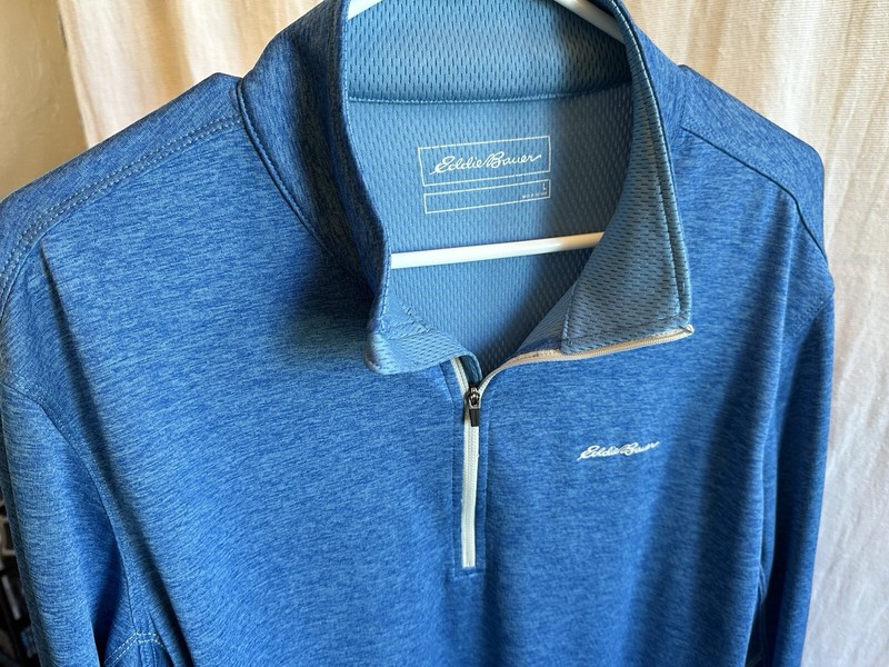 Men's Eddie Bauer Resolution Long Sleeve 1/4 Zip Blue Sz Large FreeDry Sport gallery