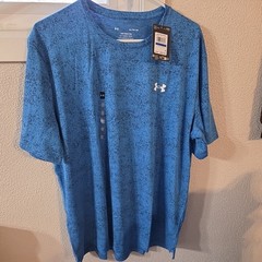 MENS UNDER ARMOUR TECH TEE CREW NECK SHORT SLEEVE MARLED BLUE TEE SZ XLG NWTS