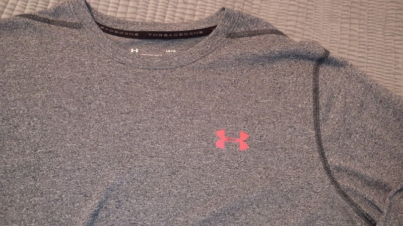 Under Armour Threadborne Gray Crew Neck T-Shirt Mens L HeatGear Loose Long Slv gallery