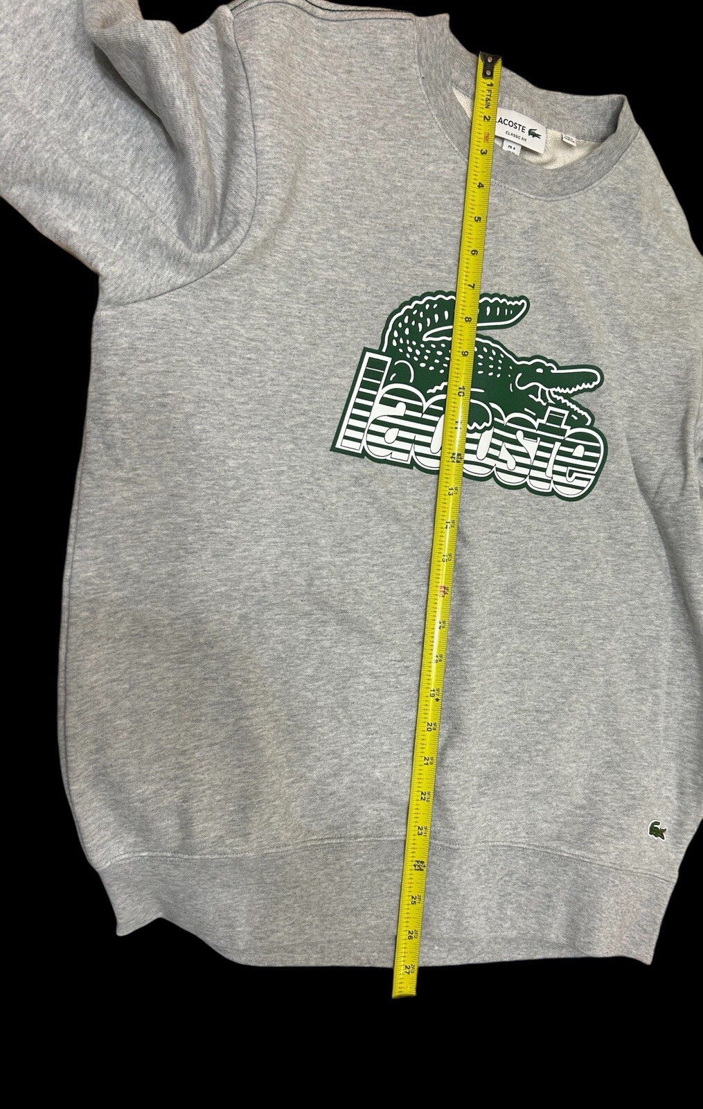 Mens Lacoste Cotton Gray Sweatshirt Size Medium (4) with Big Vinyl Lacoste Logo gallery