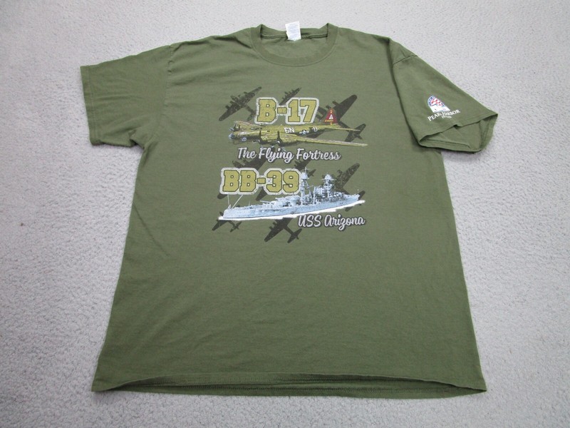 Pearl Harbor Shirt XL Flying Fortress USS Arizona B-17 BB-39 Navy Ship Veterans gallery