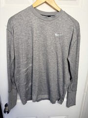 Nike Shirt Mens Gray Heather Dri-FIT Running Long Sleeve Size Large