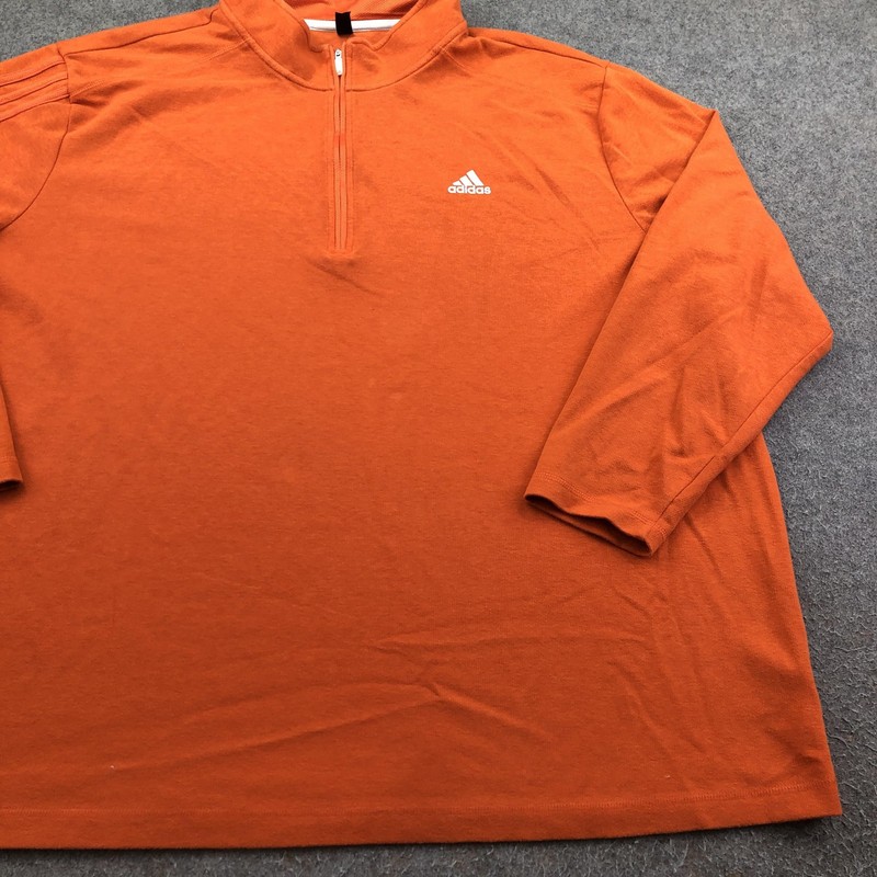 Adidas Pullover Mens 4XL Orange 1/4 Zip Long Sleeve Primegreen Athletic Top gallery