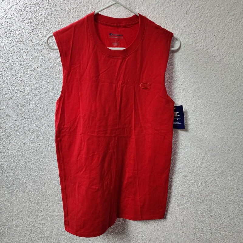 Champion Men's Classic Sleeveless Tank Muscle T-Shirt, Scarlet, Small gallery