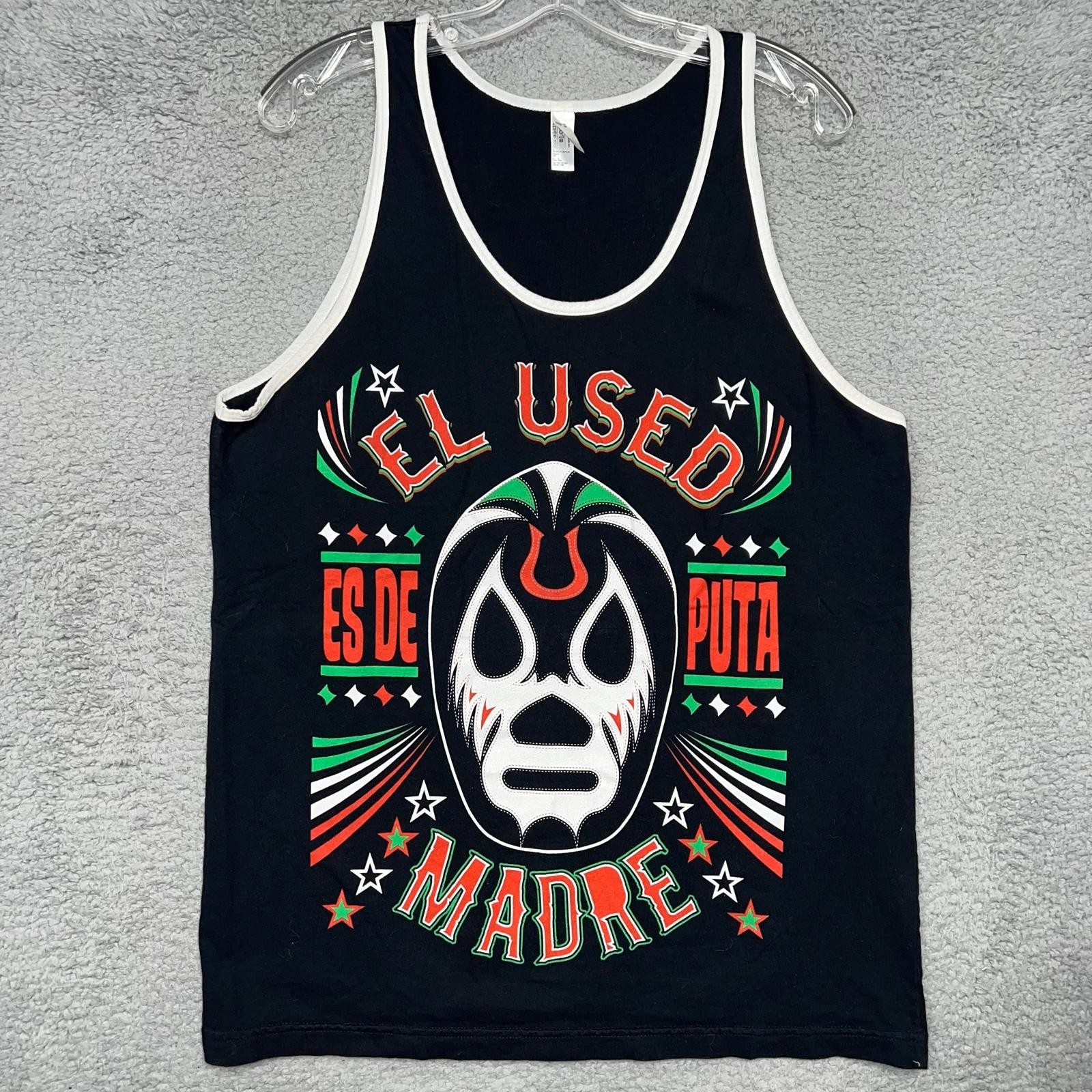 American Apparel Tank Top Men Size L Black Lucha Libre Wrestling Made in USA Tee gallery