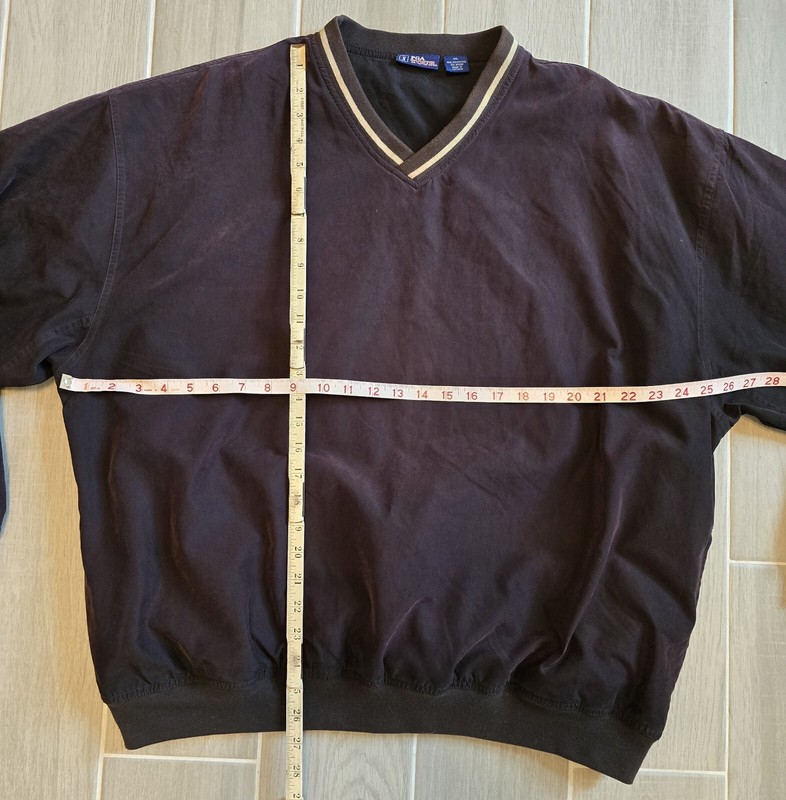 PGA Tour Brown Pullover Golf Jacket V Neck Windbreaker w/ Pockets XL Suede Like gallery