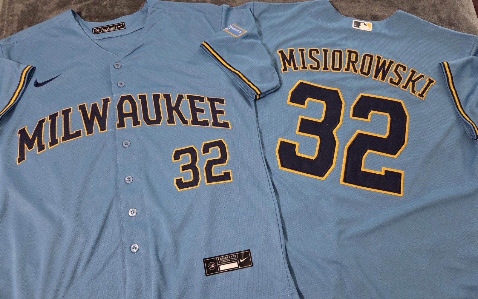 Fast Free Shipping Medium Jacob Misiorowski Milwaukee Brewers Stitched Jersey 32 gallery