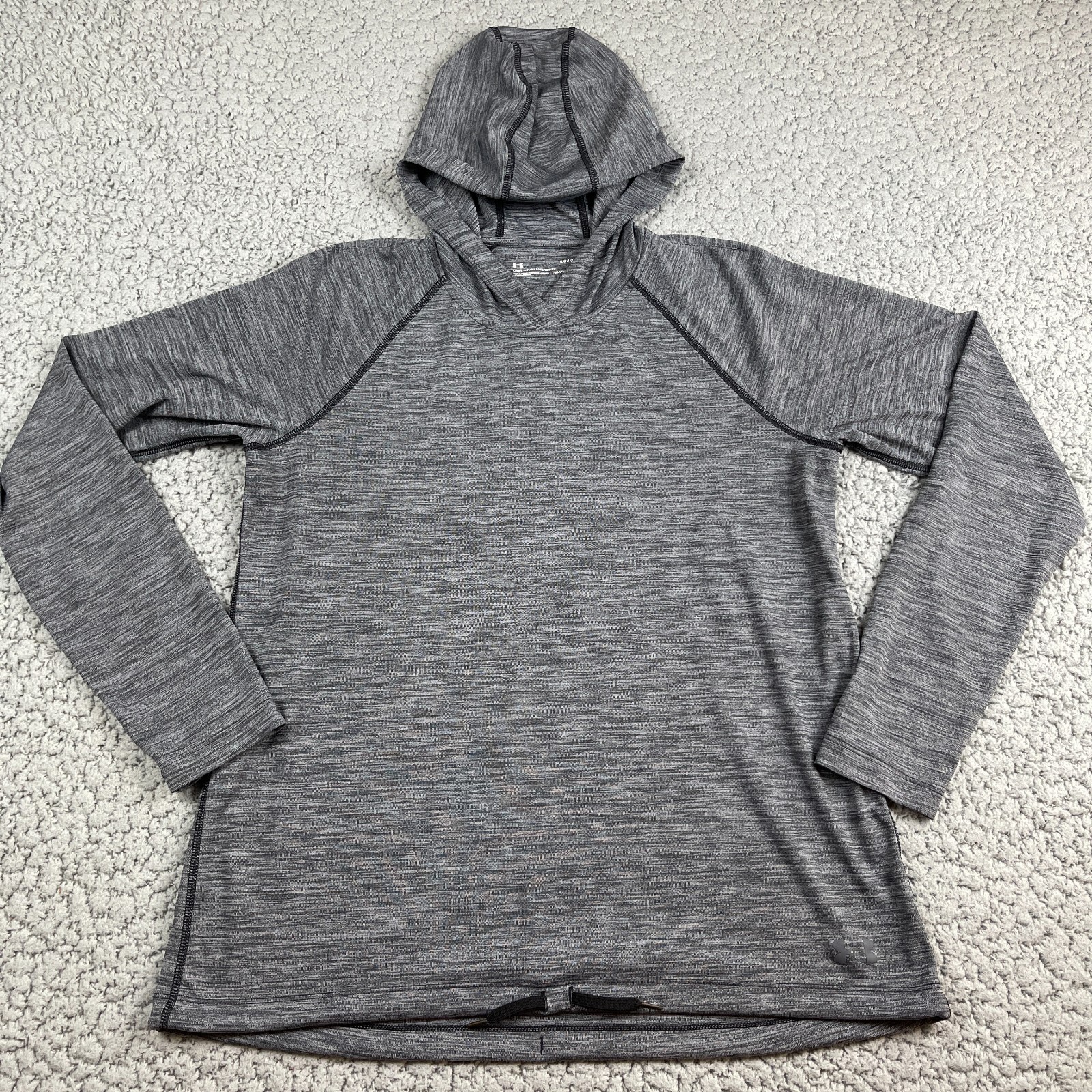 Under Armour Threadborne Hooded Shirt Mens Large Gray Heat Gear Loose Fit gallery