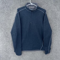 Kuhl Shirt Mens Large Blue Chianti Fleece 1/4 Zip Wool Blend Pullover Hiking