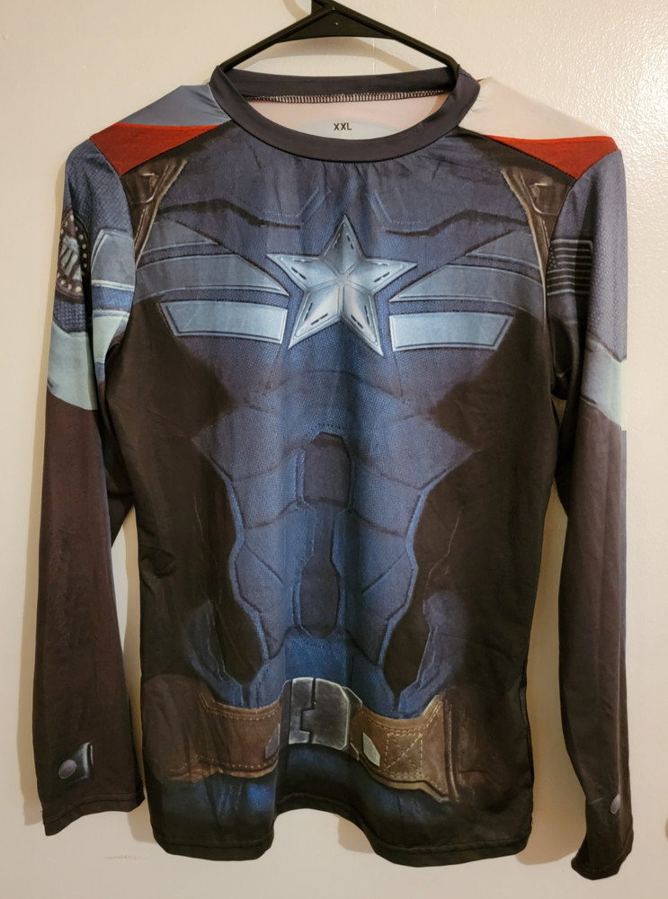 Cody Lundin Young Men's Size XXL Captain America Print Long Sleeve Marvel Shirt