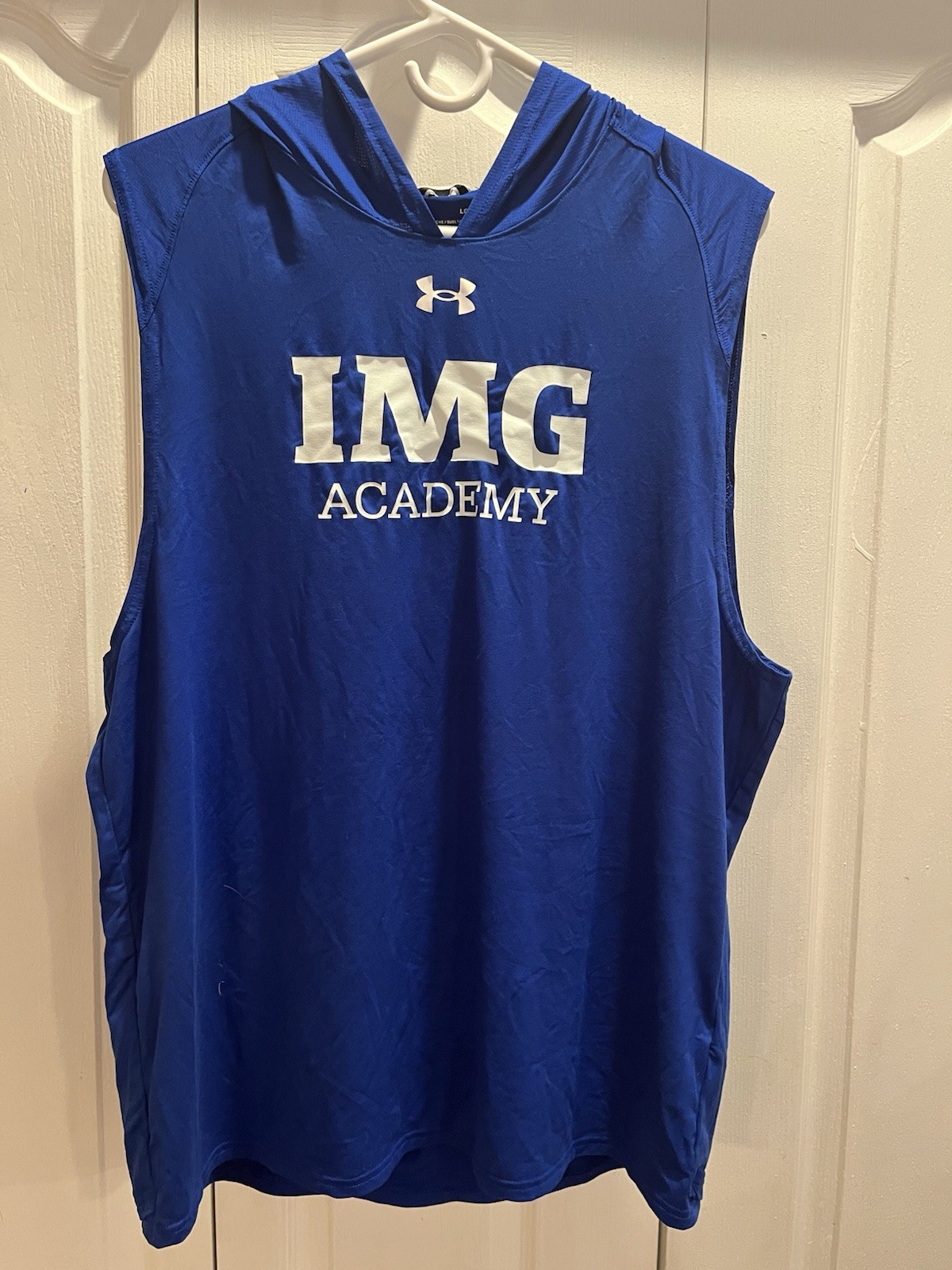 IMG Blue Top Sleeveless L Large Under Armour Loose Fit Mens Pull over Hood gallery