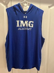 IMG Blue Top Sleeveless L Large Under Armour Loose Fit Mens Pull over Hood