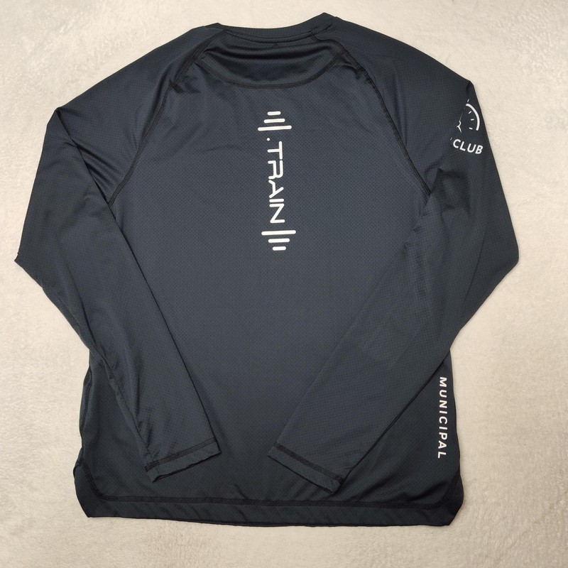 Municipal Shirt Mens M Gray Long Sleeve Running Raglan Athletic Performance Gym gallery