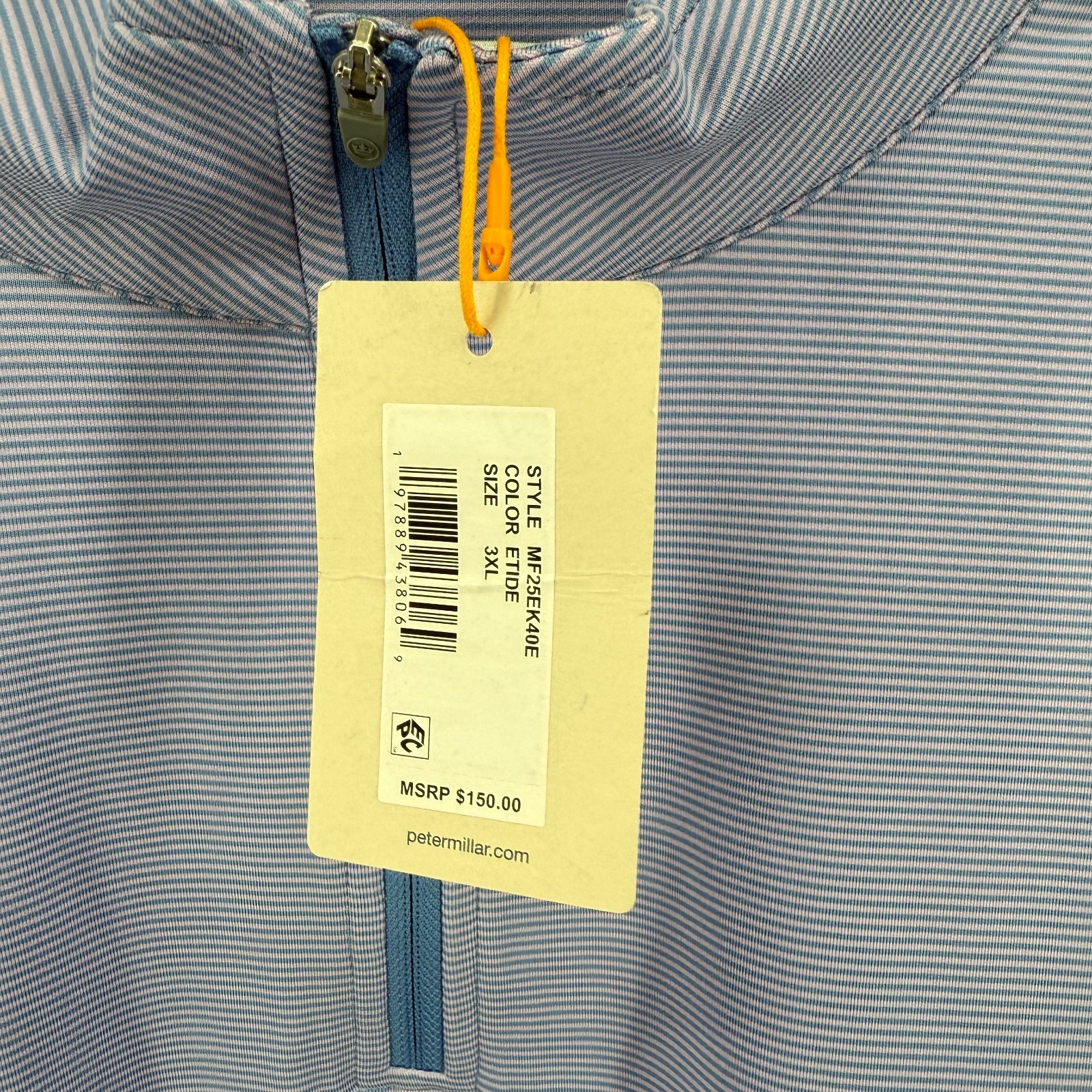 Peter Millar Perth Sugar Stripe Performance Quarter Zip Golf Pullover Mens 3XL gallery